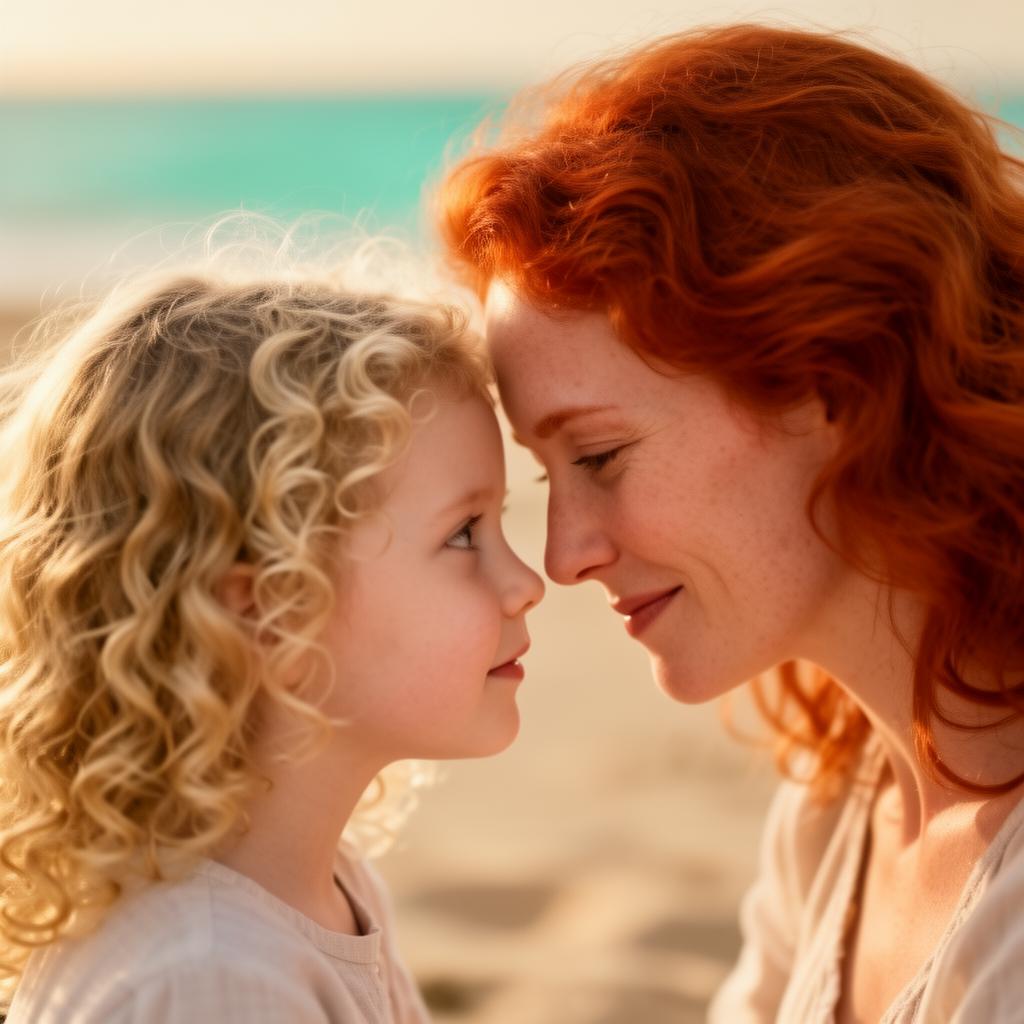 Liebevoller Moment zwischen einer Mama und ihrem Kind im warmen Abendlicht